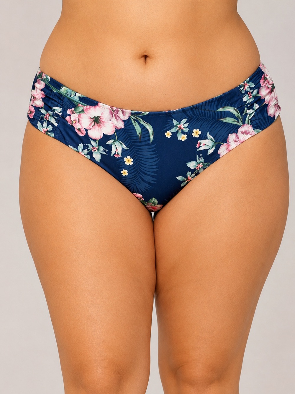 Becca Plus Size 3X Floral Bikini Bottoms Blue Tropical Swim Bottoms NWT